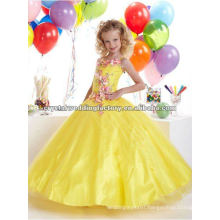 Appliqued beaded custom-made yellow little girls ball gown dresses CWFaf4802